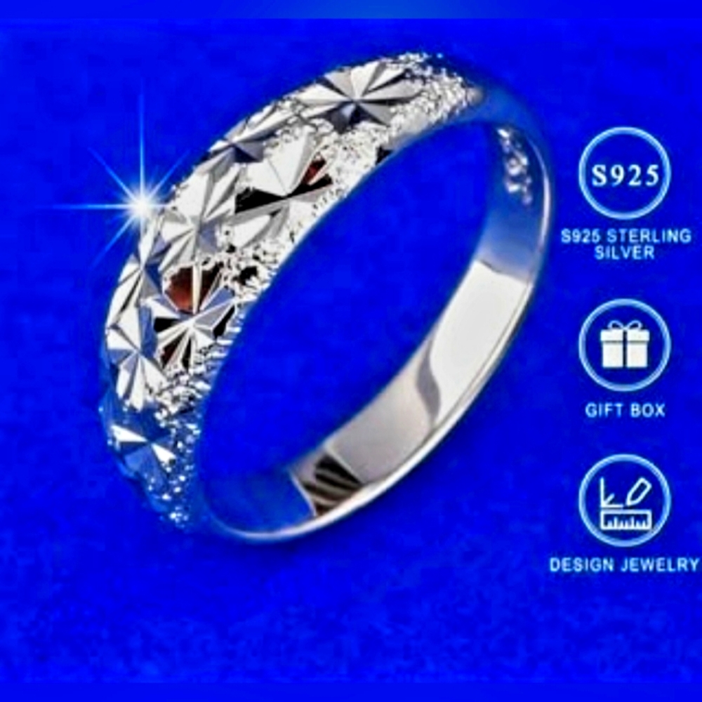 925 Sterling Silver Eternity Love Halo Ring, Elegant Luxurious Full Zirconia .